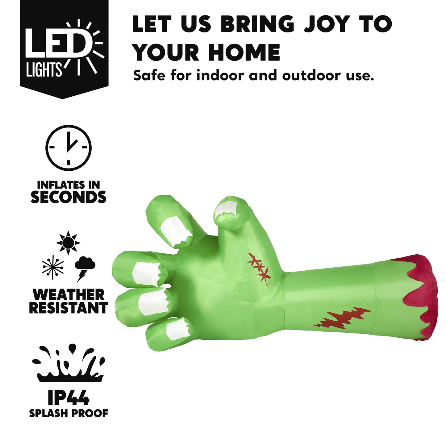 Joyfy Broken Hand Zombie Arm Inflatable With LEDs For Halloween Decor