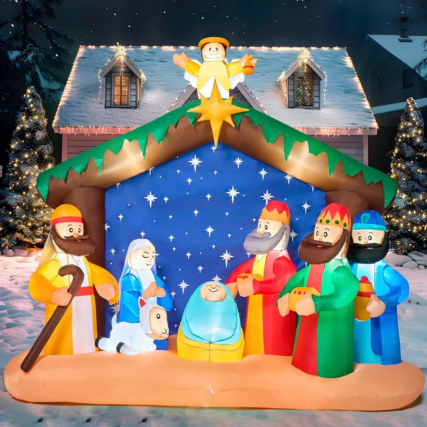 Joyfy Christmas Nativity Inflatable With LEDs For Yard Decor
