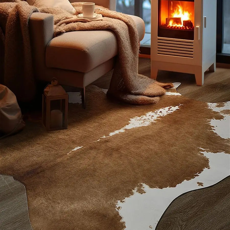 Premium Faux Cowhide Rug With Rustic Cow Print Accent