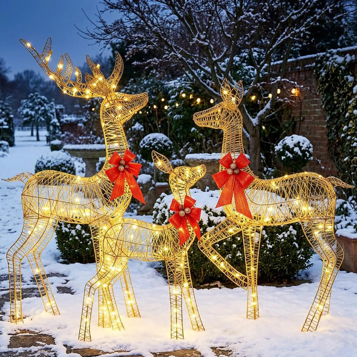 HiMISS Lighted Christmas Reindeer Family LED Yard Decorations