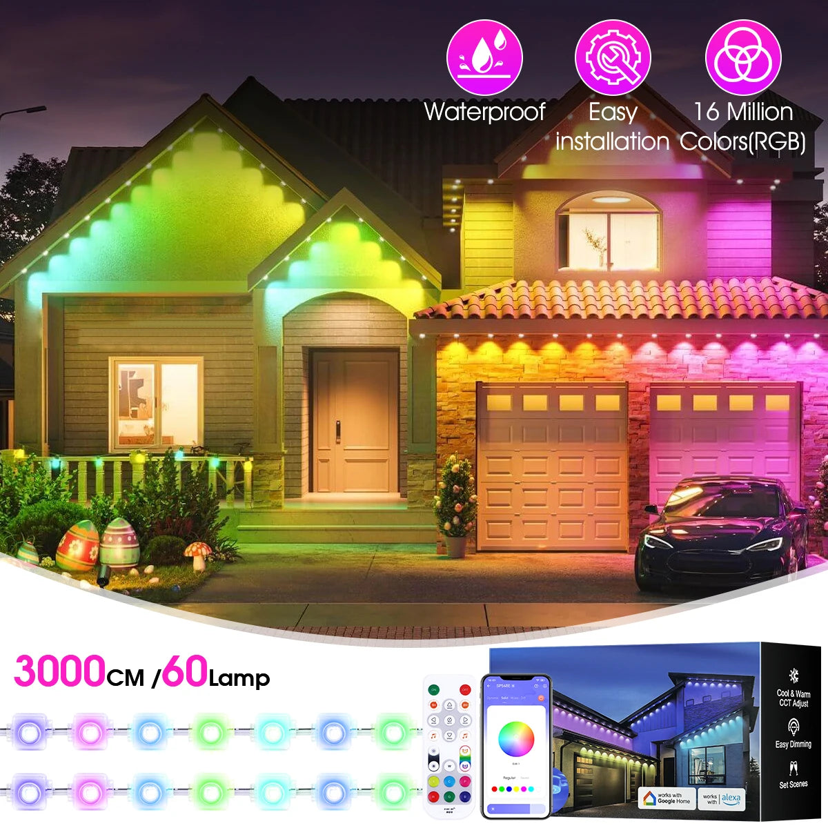 Aiopp RGBIC Outdoor LED Lights Waterproof IP67 100 Scene Modes