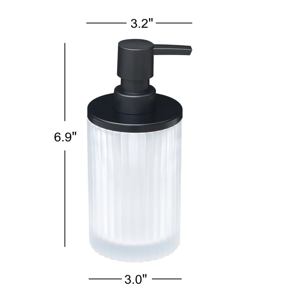 Ribbed Glass Metal Soap Pump Dispenser Modern Vintage Style