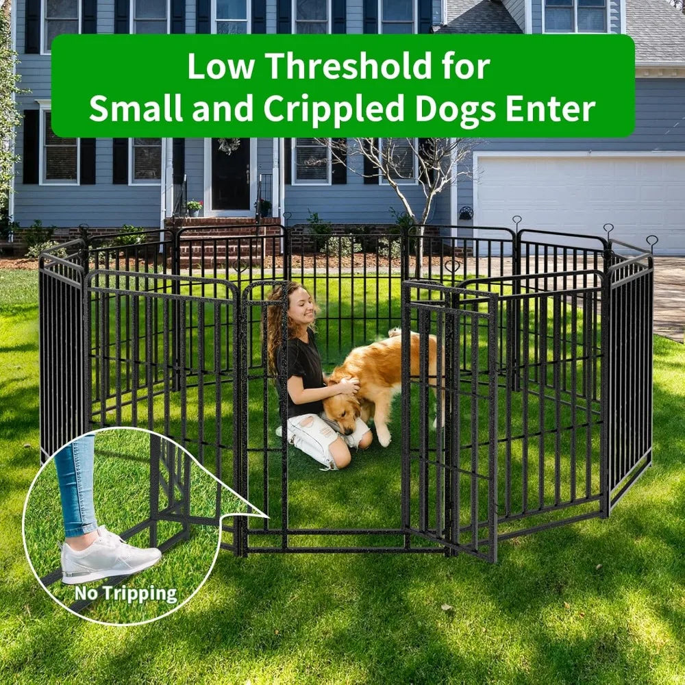 Outdoor Dog Fence Heavy Duty Anti Rust Playpen Reinforced Crossbars