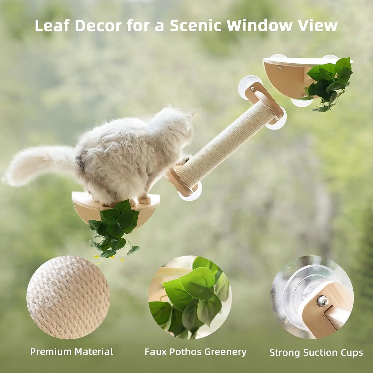 XMSJ Cat Window Perch Set With Scratching And Suction Cups