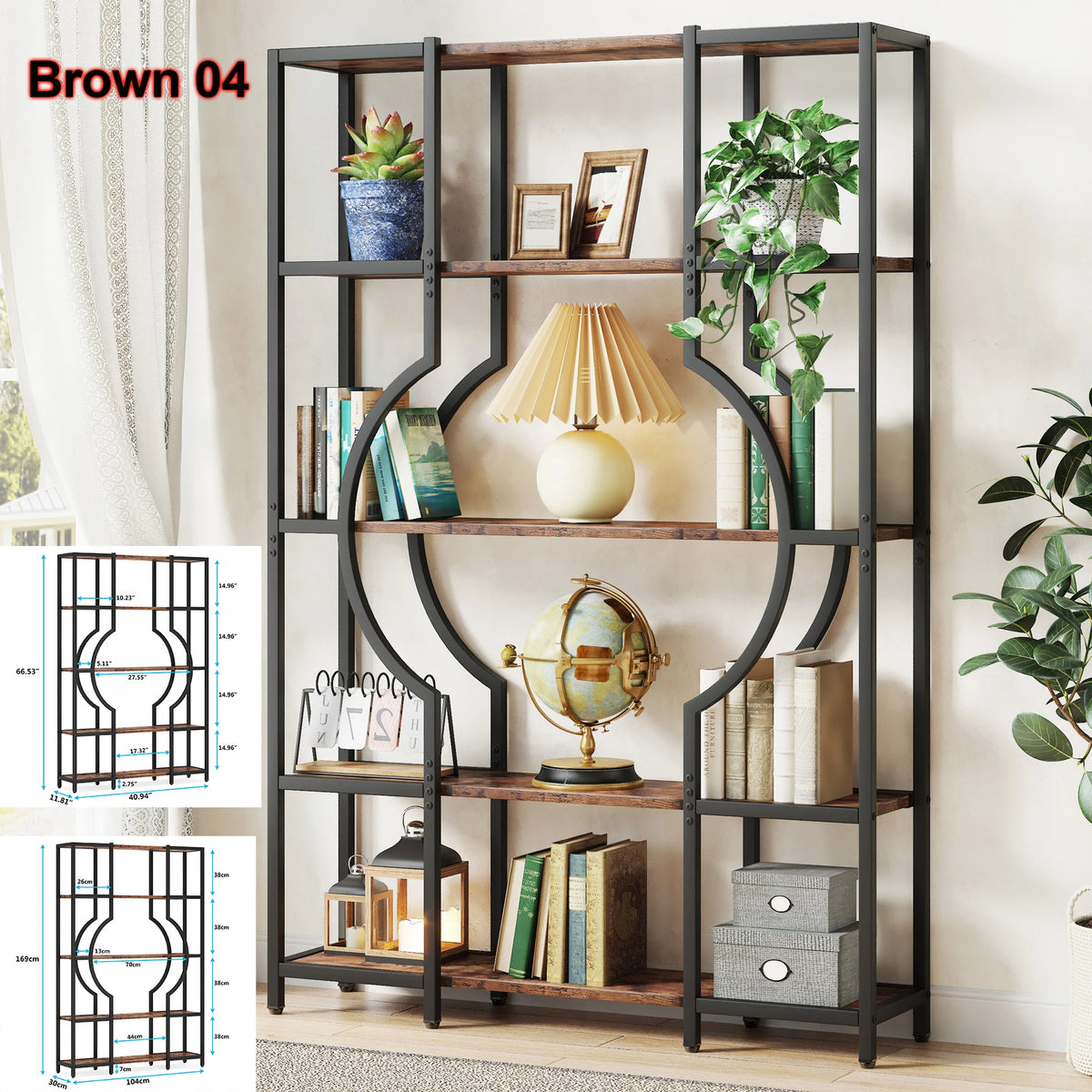 Tribesigns Industrial Etagere Bookshelf Display Storage Organizer