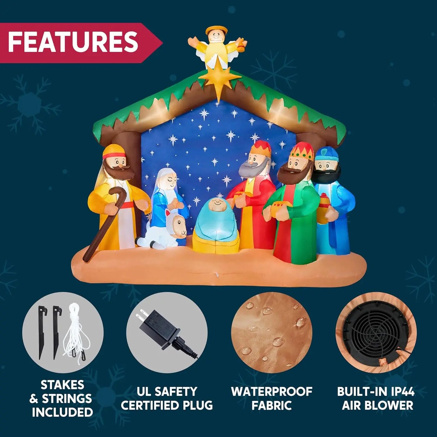Joyfy Christmas Nativity Inflatable With LEDs For Yard Decor