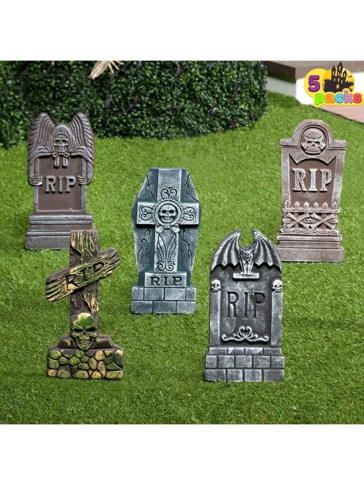 Halloween Foam Tombstones With Metal Stakes For Outdoor Decorations