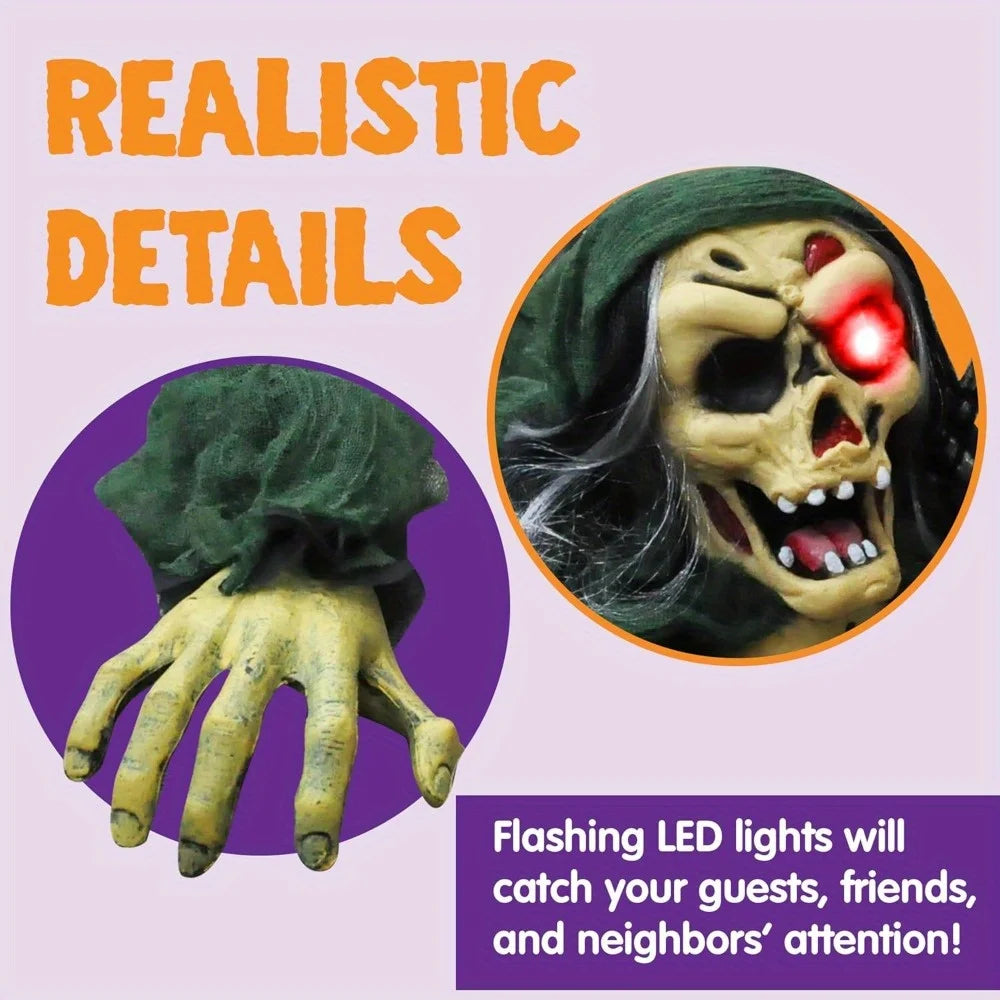 Zombie Groundbreaker Outdoor Halloween Prop With Creepy Sound Glowing Eyes