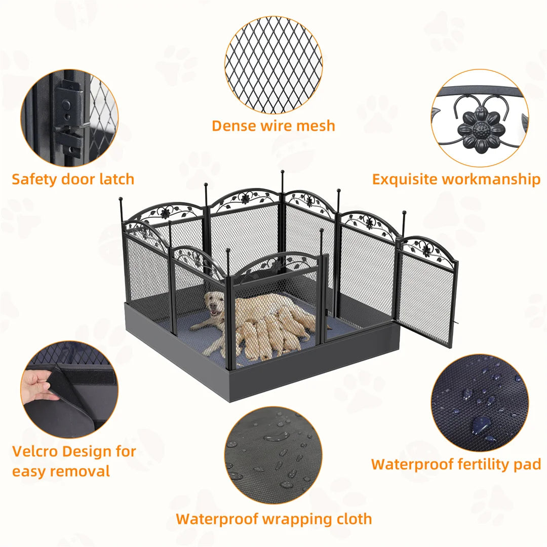 BINGOPAW Eight Panel Heavy Duty Dog Playpen for Indoor Outdoor