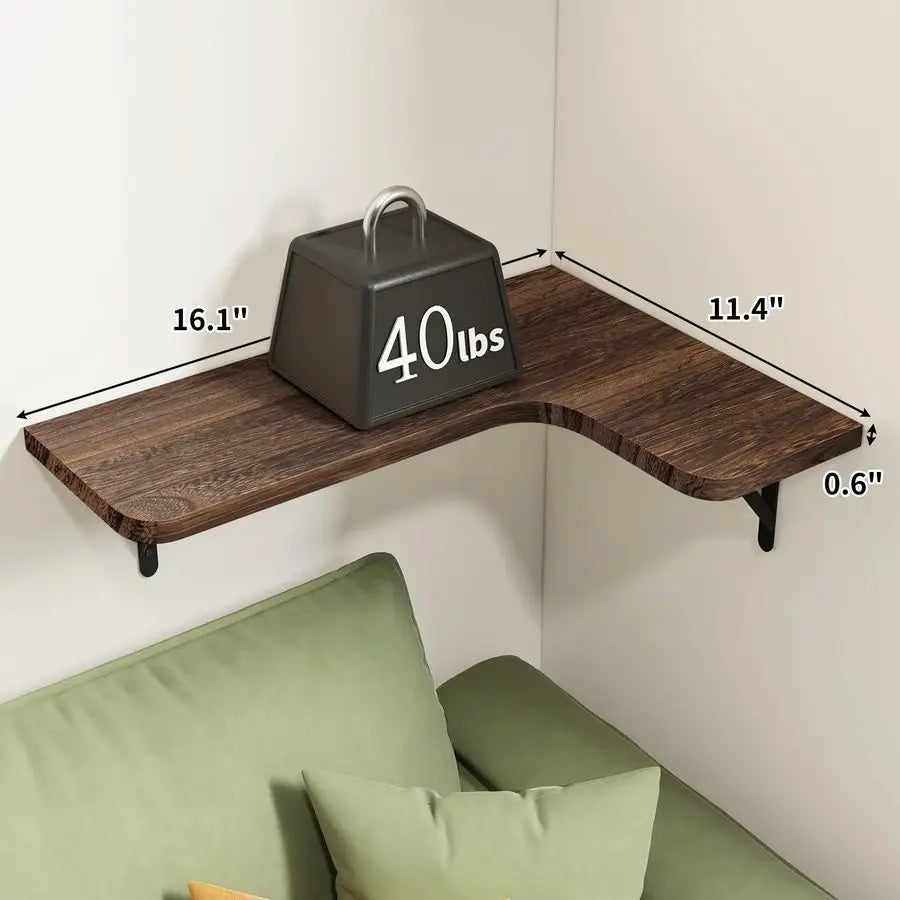 XMSJ Floating Shelves Wall Mounted Rustic Wood Corner Shelf Decor