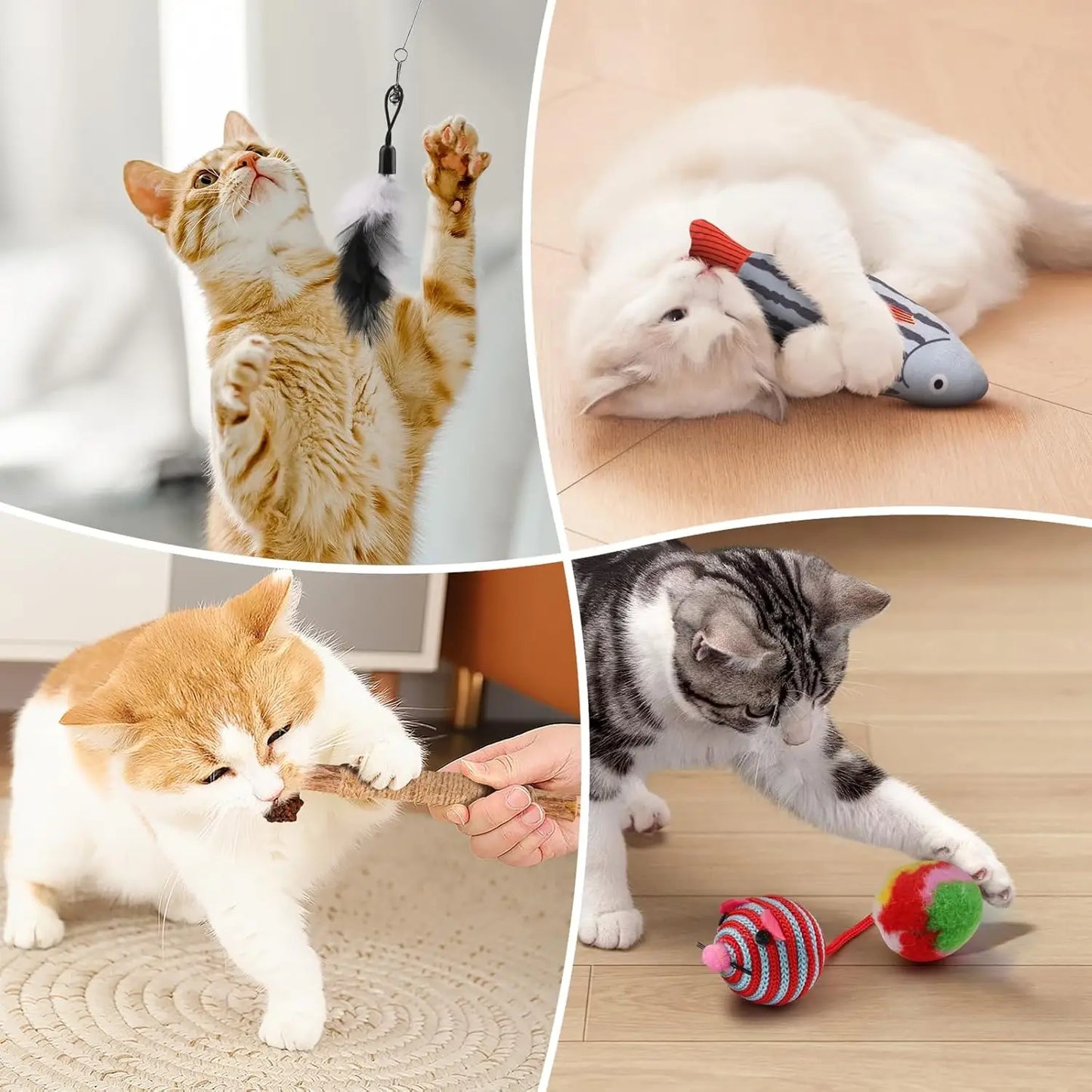 Cat Toys Variety Pack 20 Pieces Feather Wand Balls Catnip