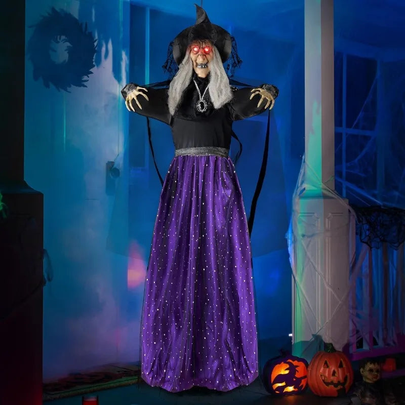 Animated Talking Witch Halloween Decoration With Sound Activated Lights