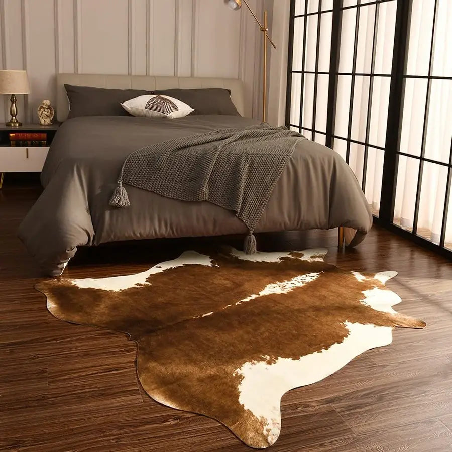 Premium Faux Cowhide Rug With Rustic Cow Print Accent