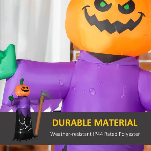 Inflatable Halloween Pumpkin Grim Reaper With LED Lights Waterproof