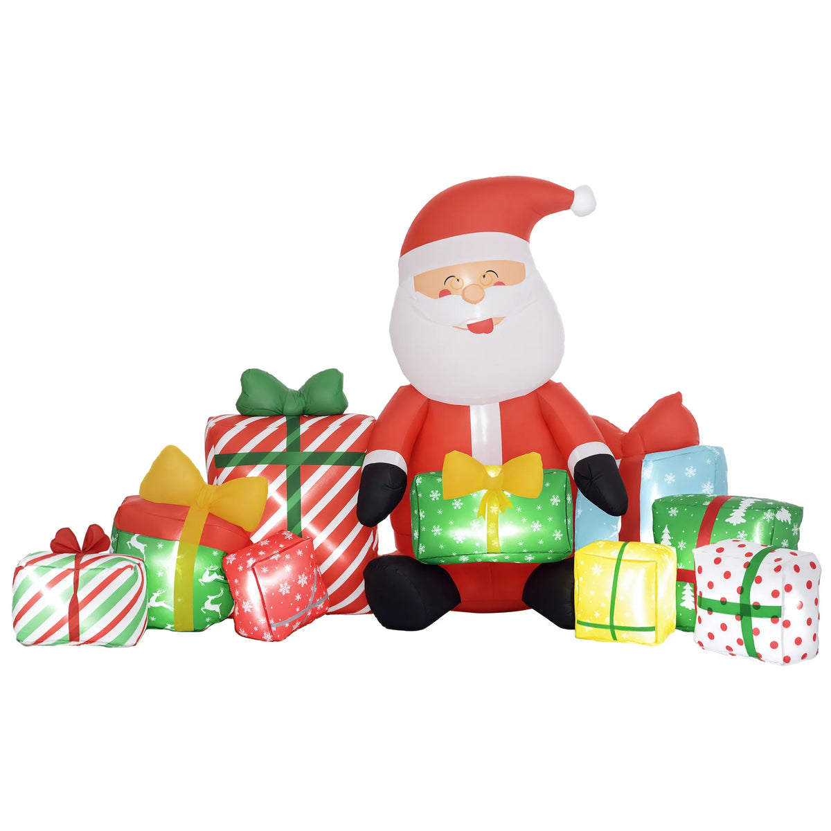Outsunny Inflatable Santa Gift Boxes With LED Lights Outdoor Decor