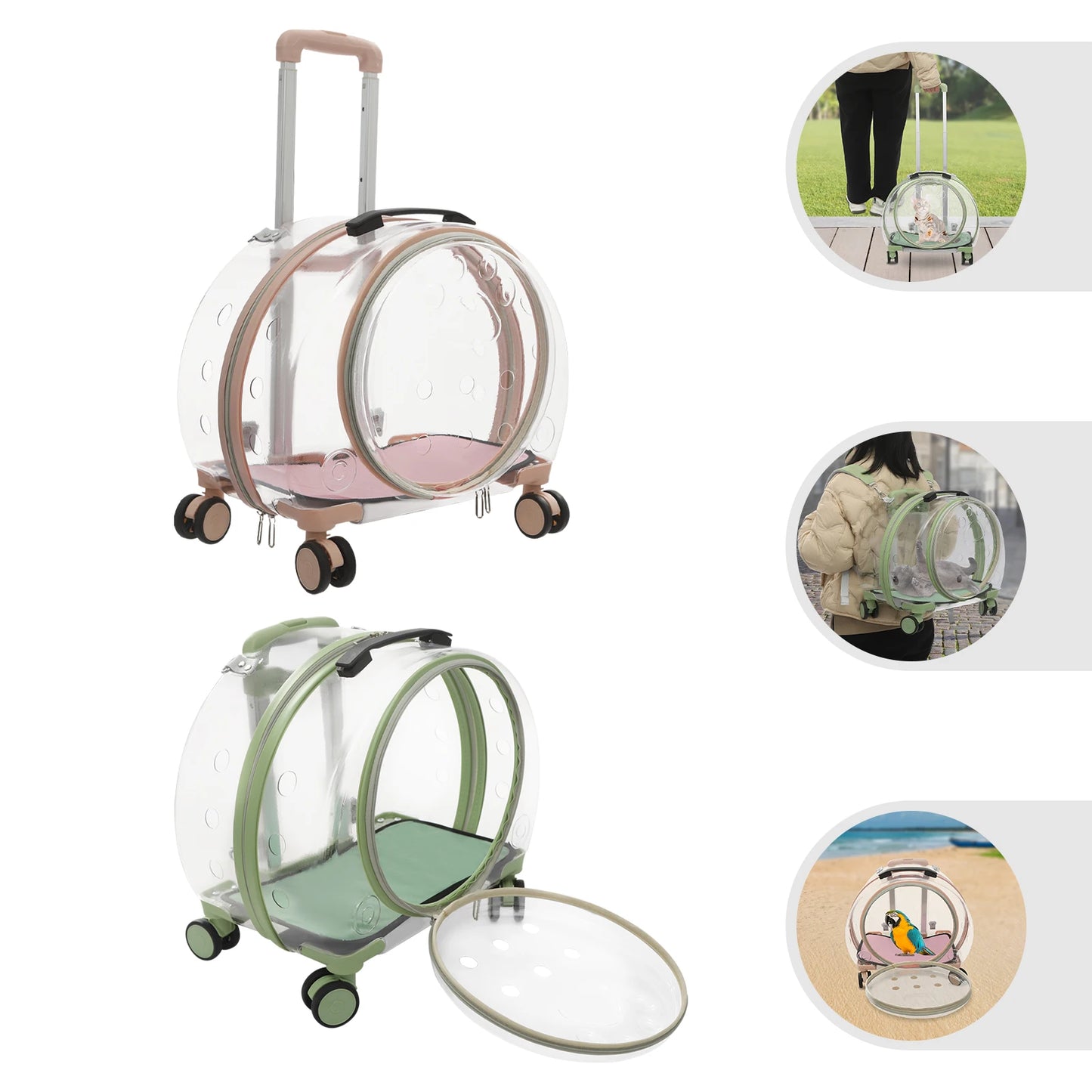 Breathable Cat Carrier With Rolling Wheels For Cats Lightweight