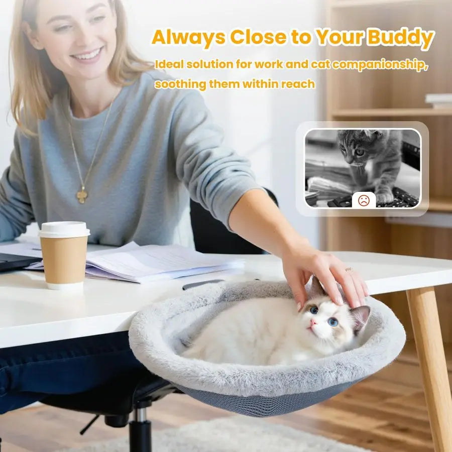 Cat Desk Bed Sunken Hammock With Clamp Foldable Side Table Holds Up To 40 Lbs