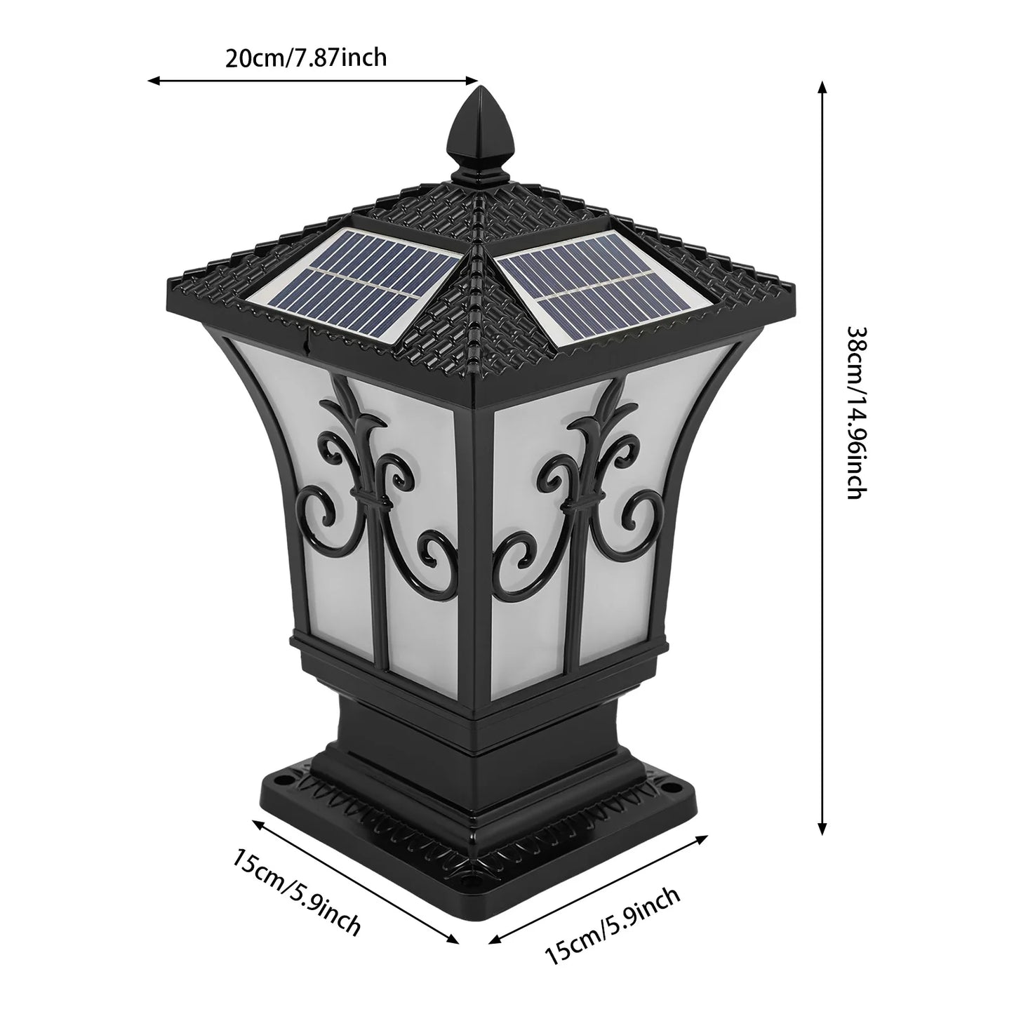 Solar Powered Outdoor Post Light With Remote Control For Garden