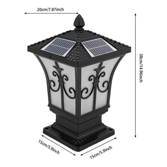 Solar Powered Outdoor Post Light With Remote Control For Garden