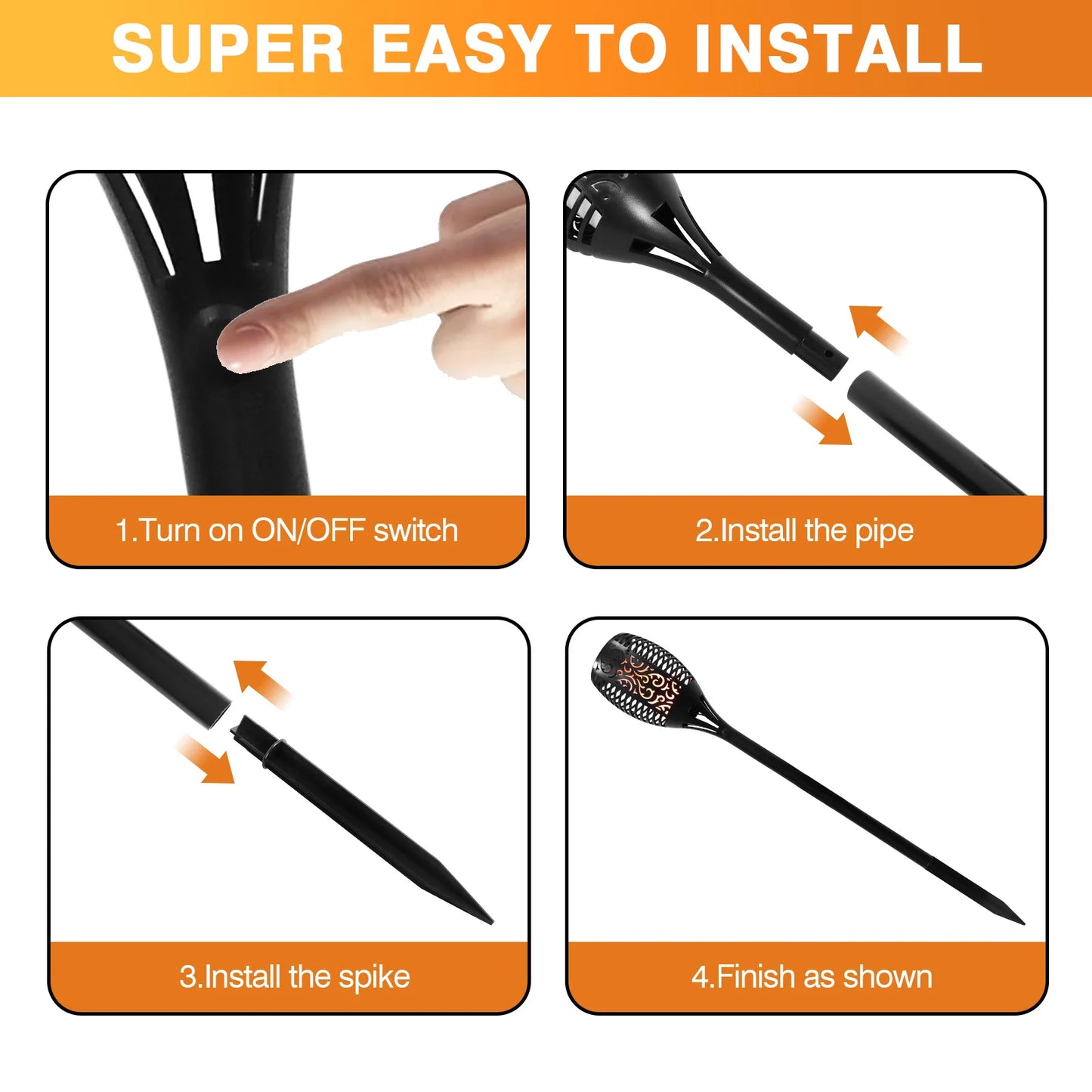 Solar Torch Lights Outdoor 96 LED Waterproof Landscape Pathway