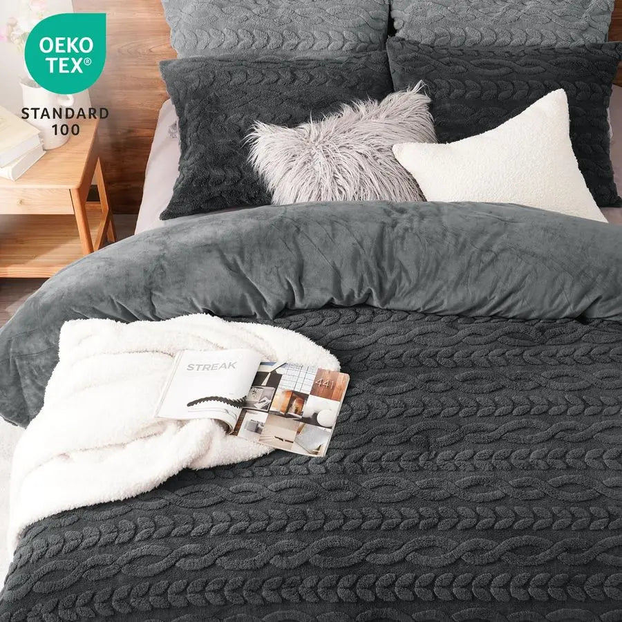 Fluffy Sherpa Fleece Comforter Set For Winter Bedding