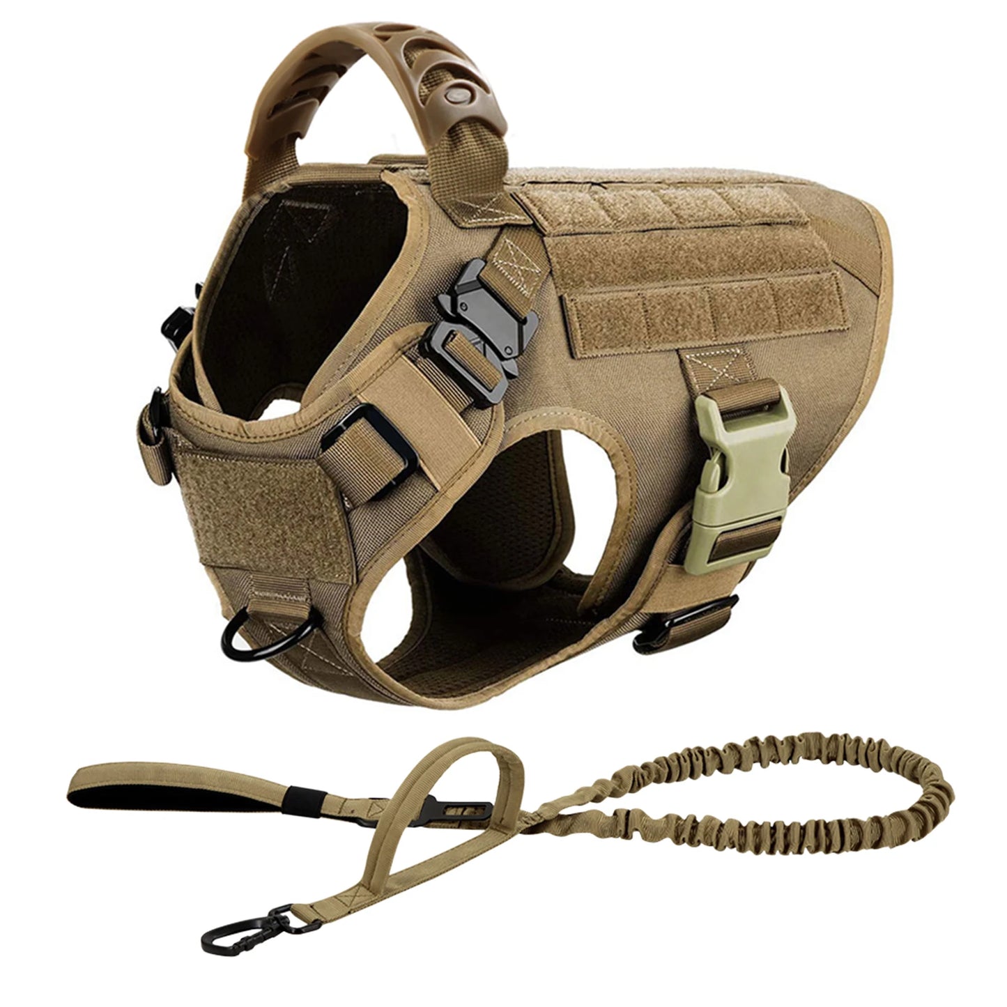 PETRAVEL Tactical Dog Harness Leash Set For Large Dogs No Pull