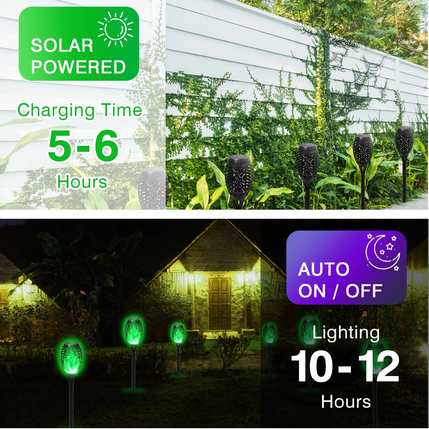 Solar Flame Torch Lights Outdoor Decoration Flickering LED Path