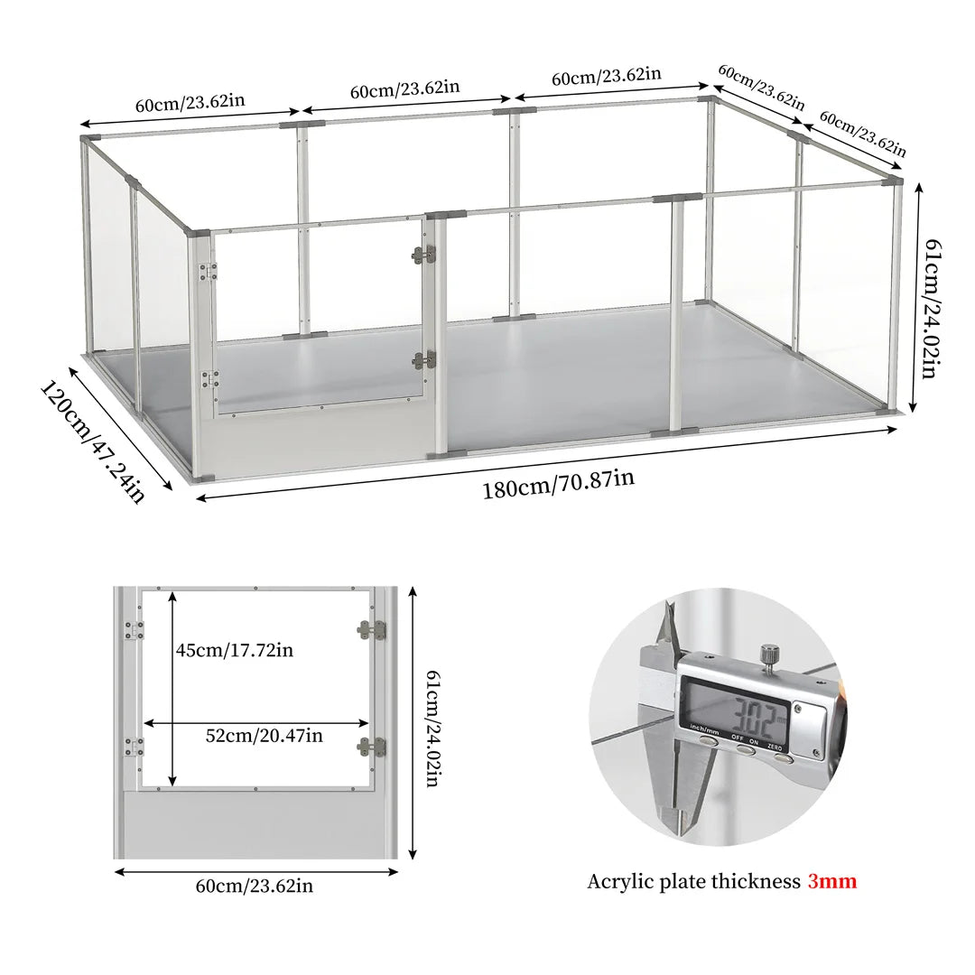 BINGOPAW Ex-Large Clear Acrylic Dog Playpen With Whelping Pad