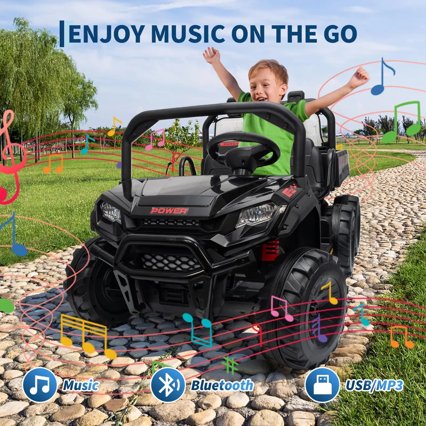 HiMISSE 24V 4WD Electric 2 Seater Ride On Dump Truck