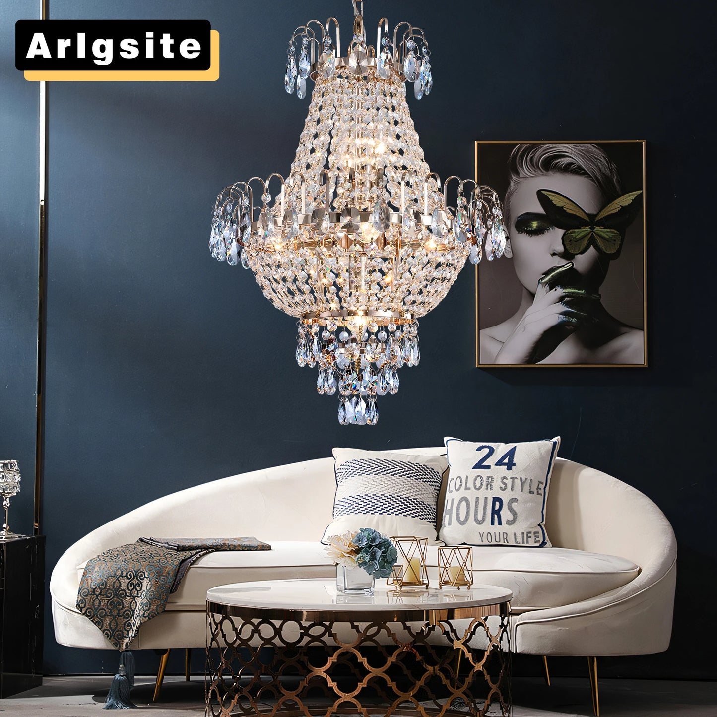 ARLGSITE European Crystal Chandelier 7 Light For Living Room