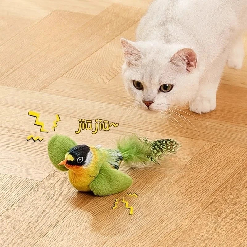 Wall Hanging Sound Sensing Bird Plush Catnip Toy For Kittens Interactive Teaser