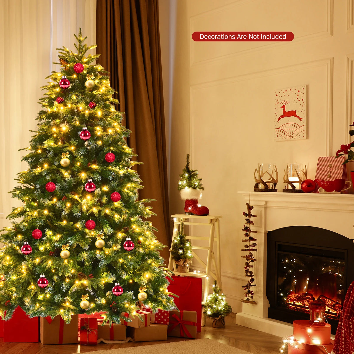 LIFEZEAL Pre Lit Artificial Christmas Tree With Realistic Pine Cones