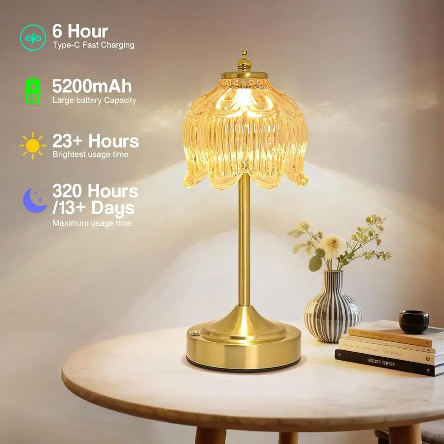 Lotus Flower Rechargeable Table Lamp With Dimmable Touch