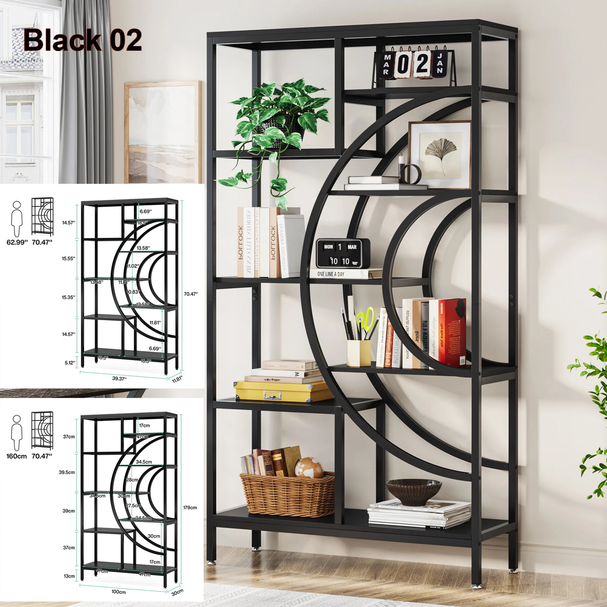 Tribesigns Industrial Etagere Bookshelf Display Storage Organizer