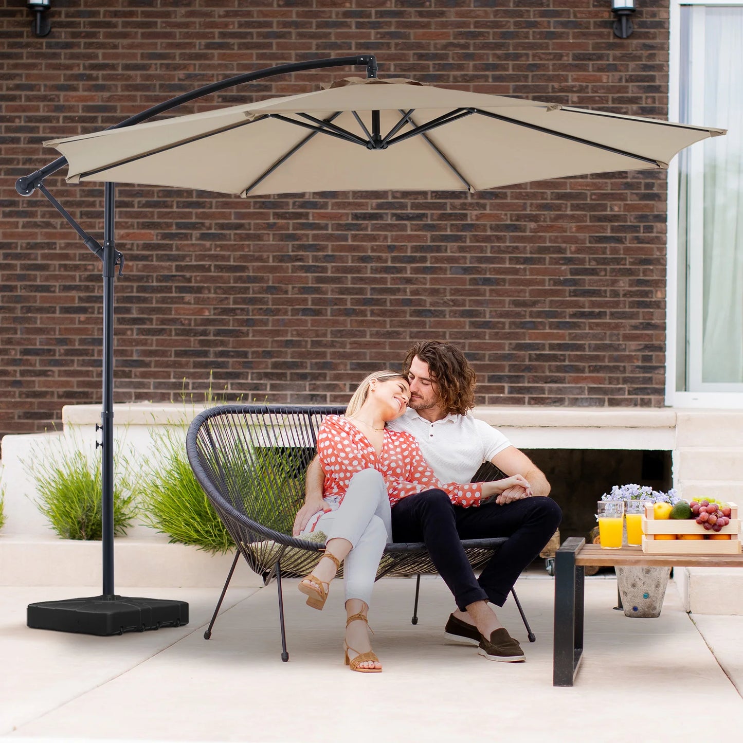 JHK Outdoor Cantilever Patio Umbrella With UV Protection Tilt
