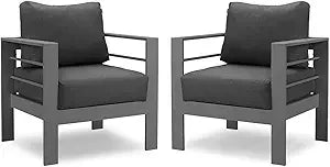 Outdoor Aluminum Armchair Set With Cushions For Patio Furniture