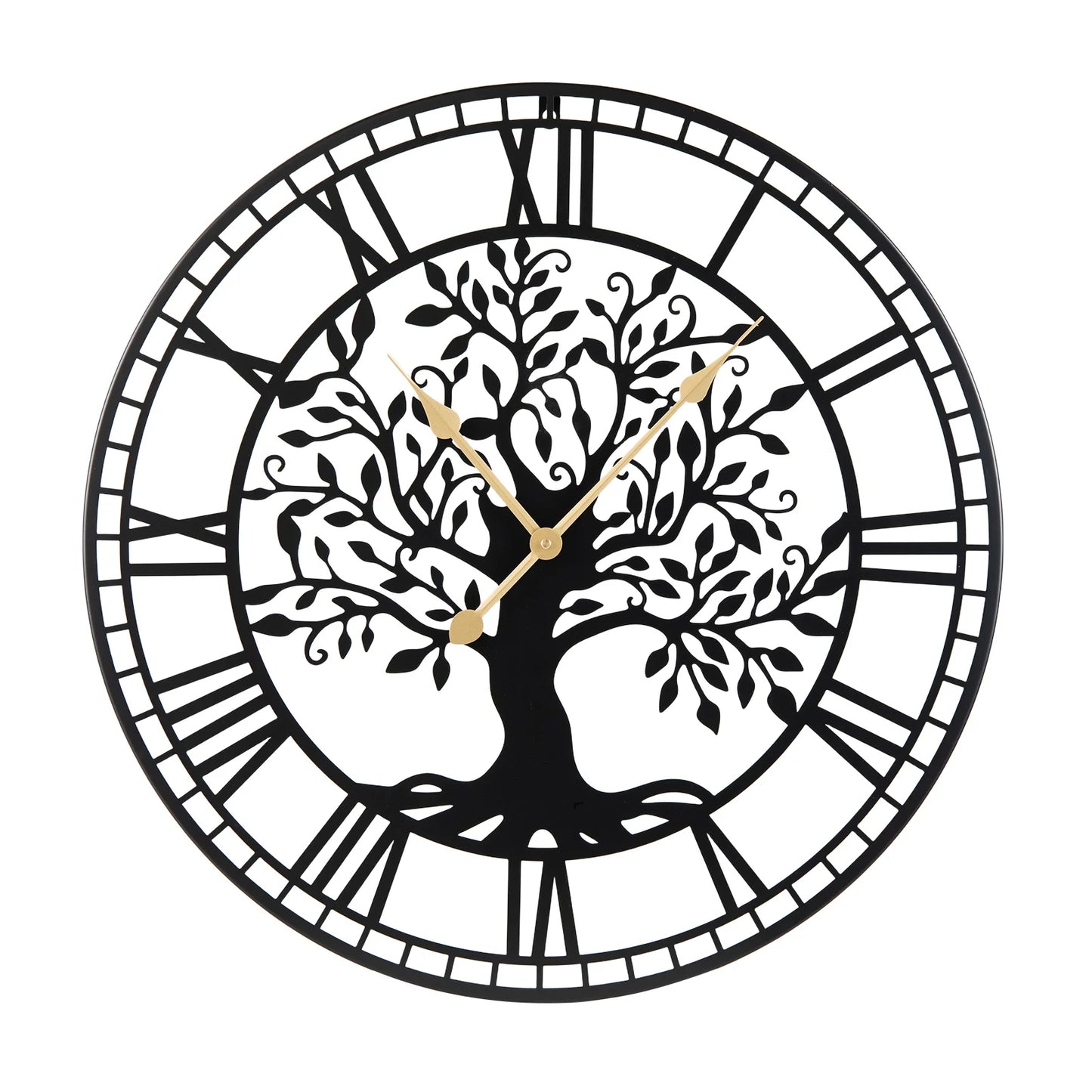 HOMASIS Tree of Life Metal Wall Clock Decorative Timepiece
