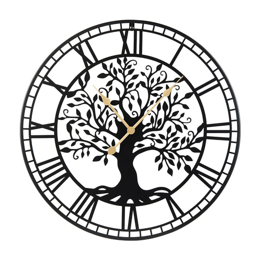 HOMASIS Tree of Life Metal Wall Clock Decorative Timepiece