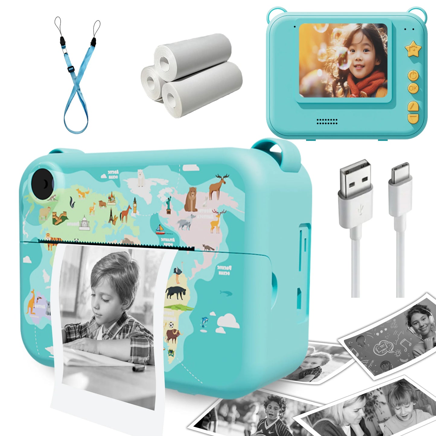 Kids Digital Camera For Children With Instant Print 1080P HD