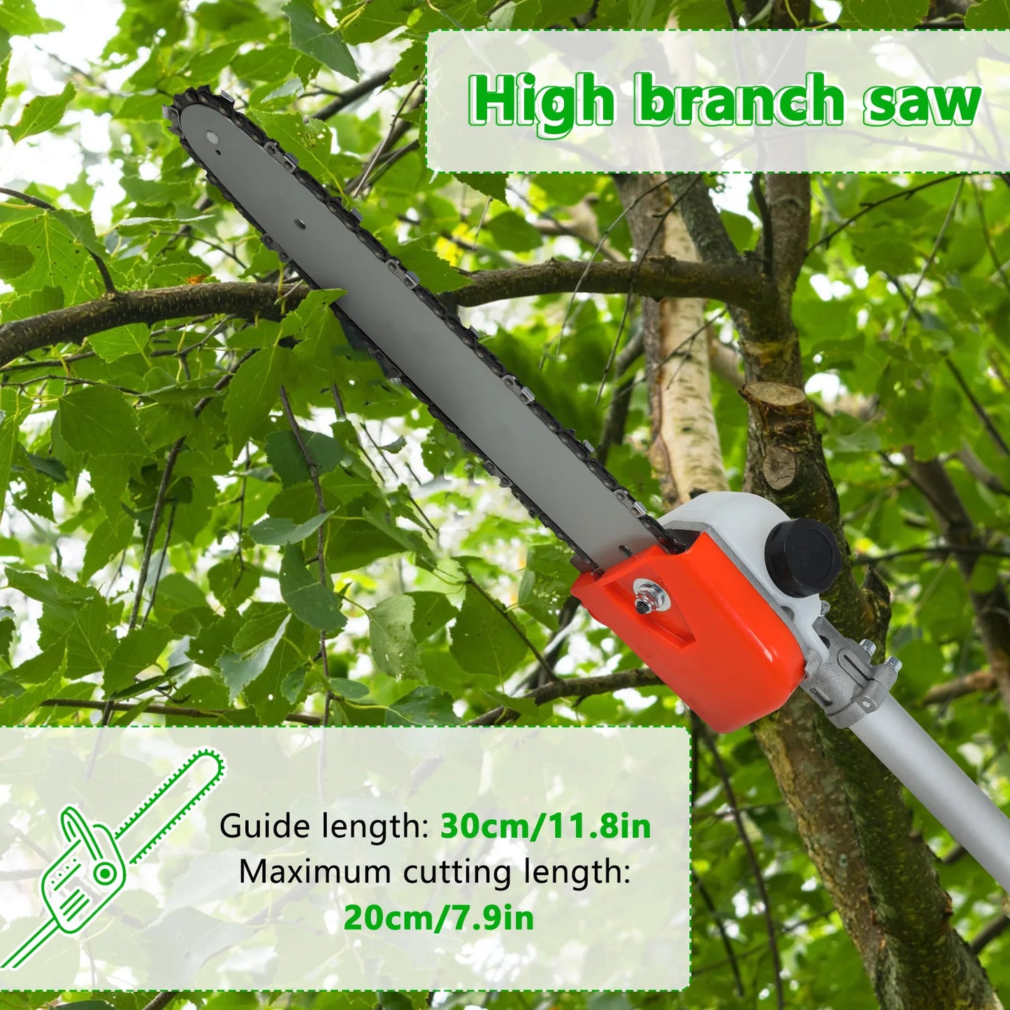 Gas Powered 8 in 1 Hedge Trimmer String Trimmer Cutter
