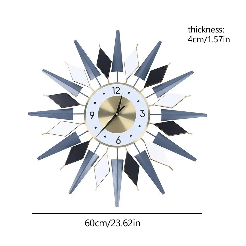 Modern Decorative Wall Clock Silent Non Ticking Retro Star Design