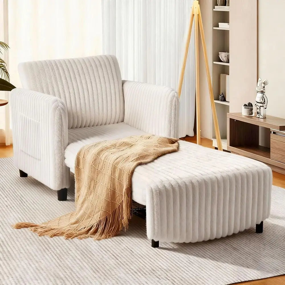 Convertible Sleeper Chair With Pull Out Bed And Cushioned Seat