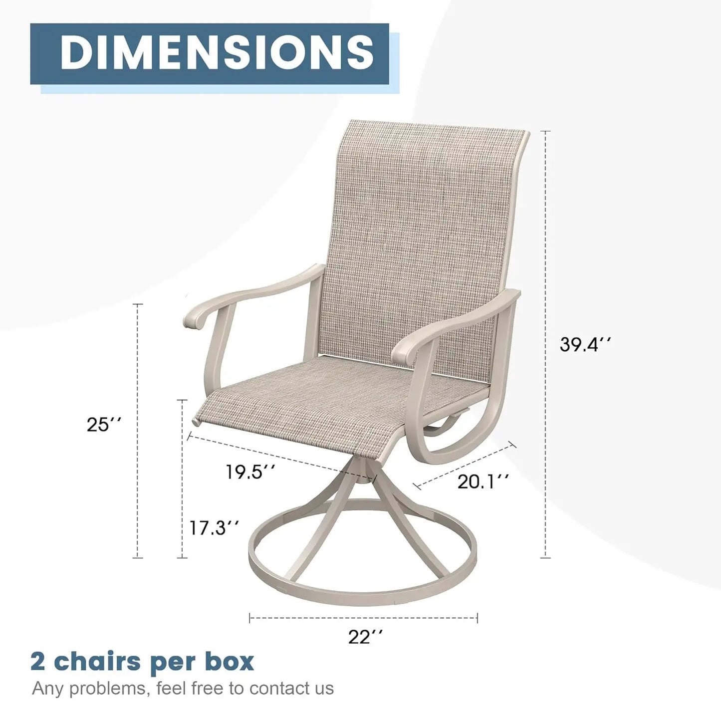 Patio Swivel Dining Chairs Set of 6 Textilene All Weather