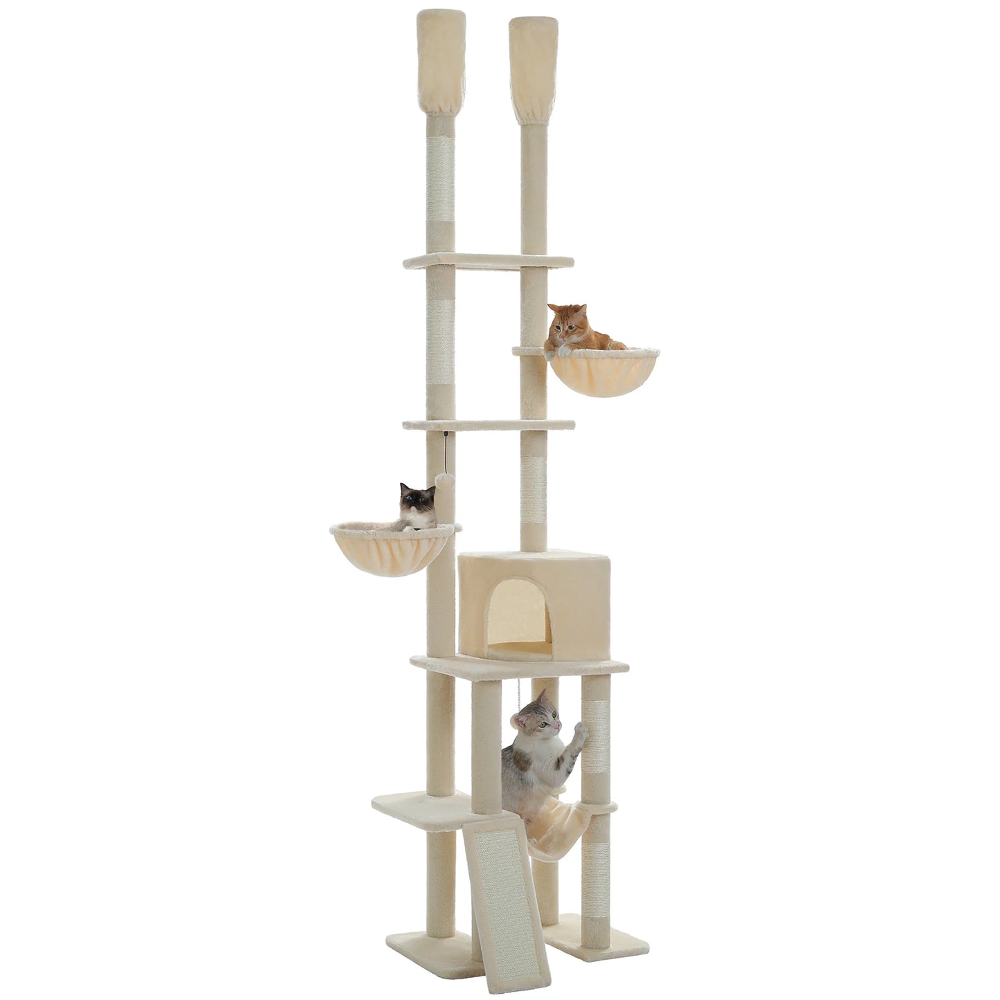 PAWZ Road Cactus Cat Tree Floor To Ceiling Cat Tower With Hammocks