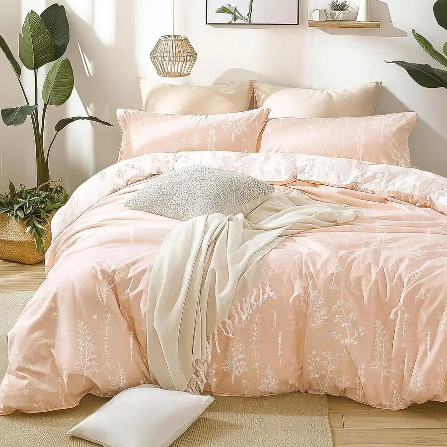 Comforter Set 3 Pieces Floral Bedding Soft Reversible