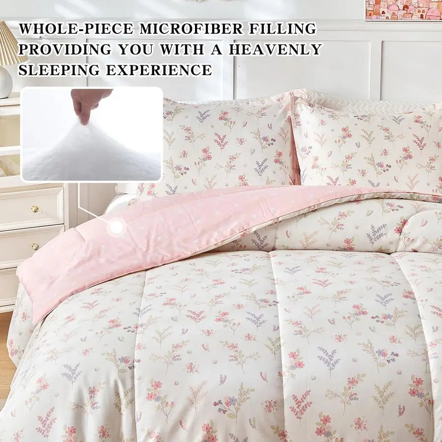 Cotton Comforter Set For Girls Floral Design Three Piece All Season