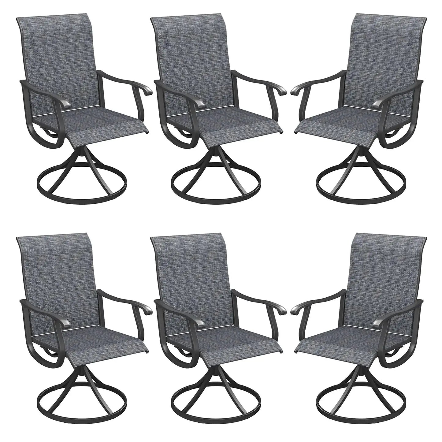 Patio Swivel Dining Chairs Set of 6 Textilene All Weather