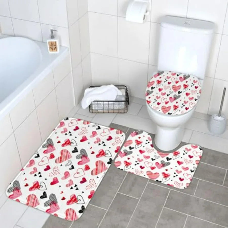 Bathroom Shower Curtain Set With Non Slip Rugs Bath Mat