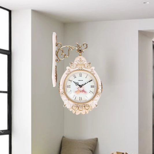 Double Sided Modern Wall Clock Quartz Glass And Metal Decor
