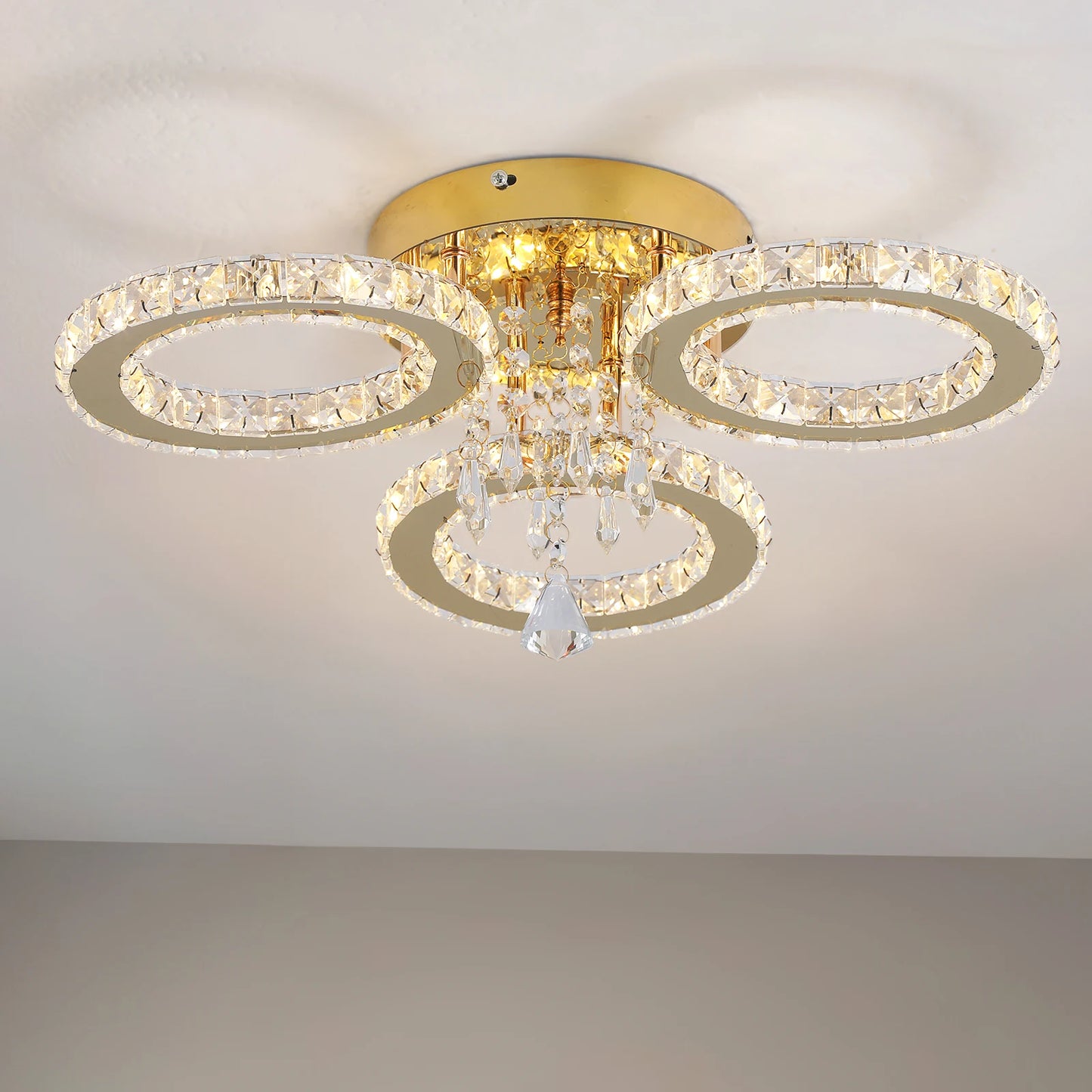 VETRULUS Crystal Chandelier LED Ceiling Light for Living Room